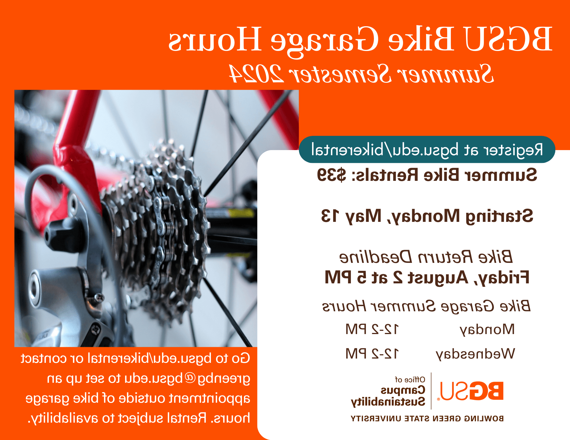Bike Garage Hours (11 × 8.5 in) - BGSU Summer Rental